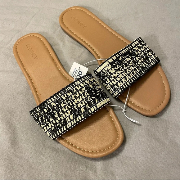 OLD NAVY Raffia Slide Sandals in Black Marl - Picture 5 of 10